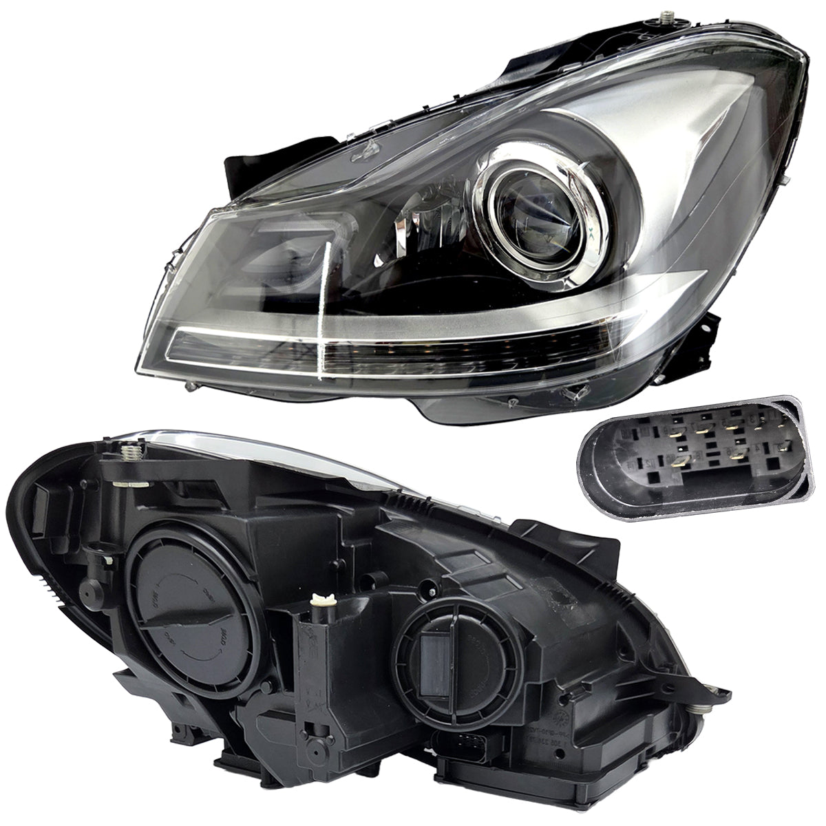 FARO MBENZ CLASE C 12-14 C/LUPA CROMO L CN