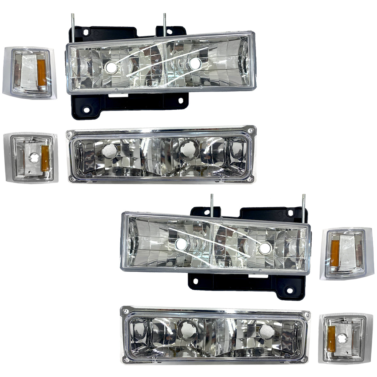 CHEV PU 94-95 KIT SPORT FAROS / CUARTOS CRM AMB 8 PZS CN