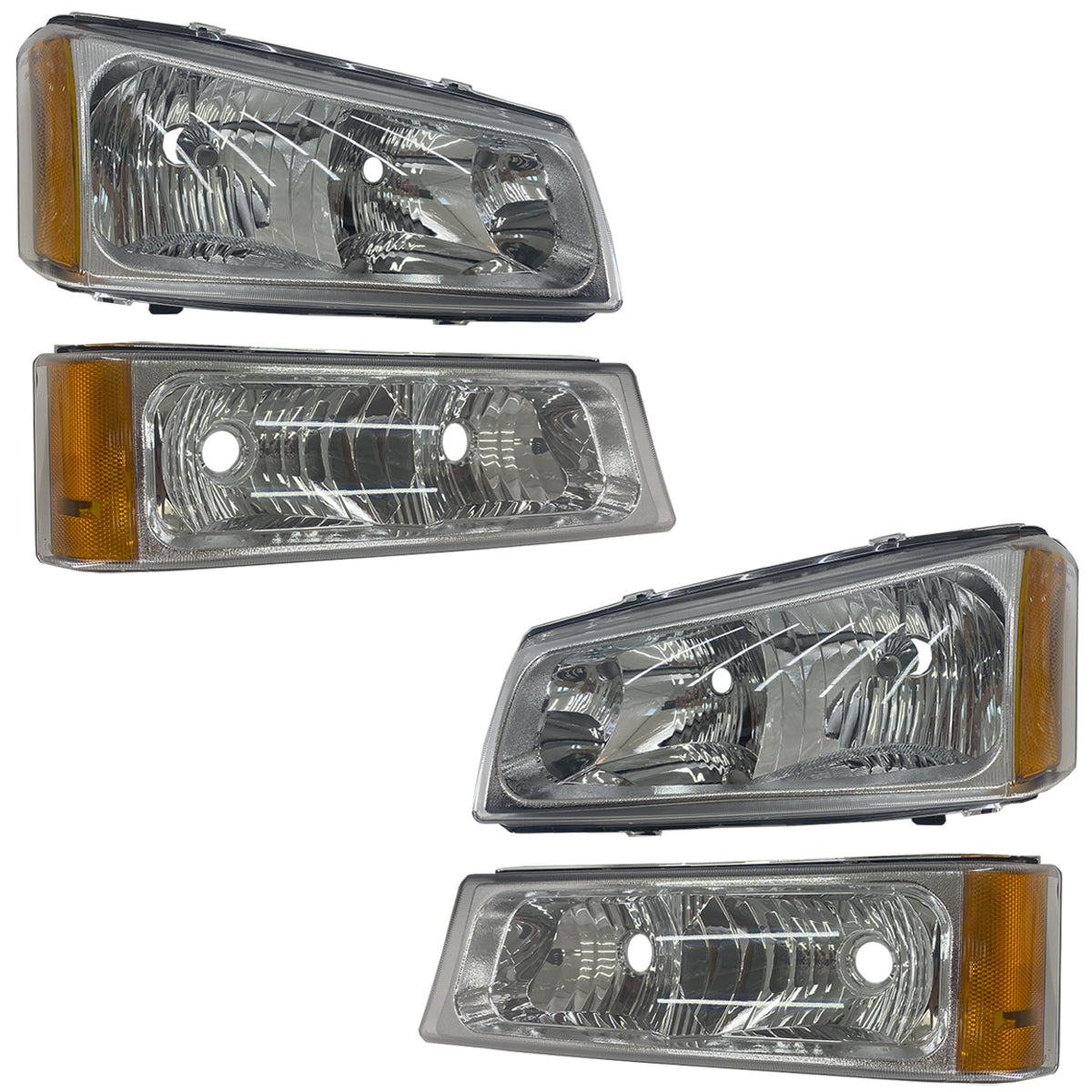 CHEV PU 03-07 KIT FAROS / CUARTOS 4 PZS CRM AMB CN
