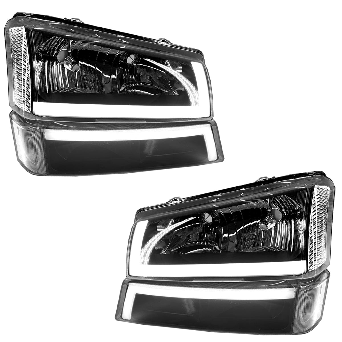 CHEV PU 03-07 KIT SPORT FAROS / CUARTOS 4 PZS LEDS NGR/CRM CN
