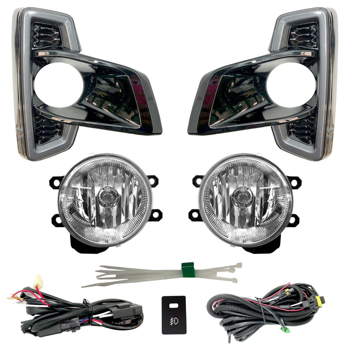 FARO NIEBLA HILUX 19-20 ROCCO/ REVO C/PARRILLA NEGRA FILO GRIS JUEGO CN