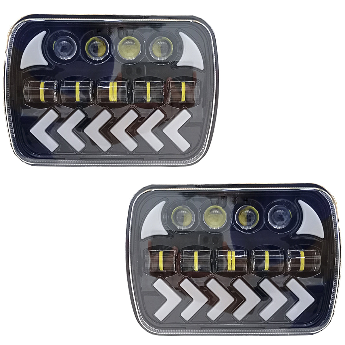 FARO UNIVERSAL RECTANGULAR 9 LEDS CREE H4 ALTA/BAJA 7 PULGADAS 2PZS JGO