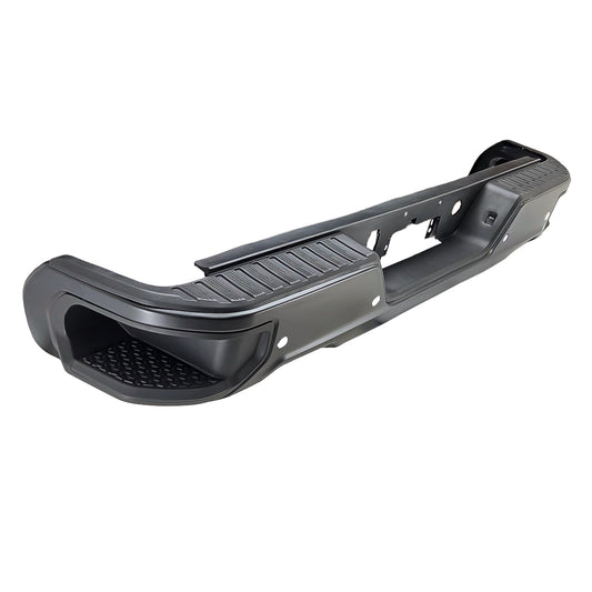 DEFENSA TRASERA CHEV PU 19-23 1500 C/HOYO P/SENSOR NEGRA C/ 2 HOYO PARA ESCAPE COMPLETA CN