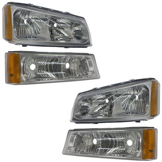 CHEV PU 03-07 KIT FAROS / CUARTOS 4 PZS CRM AMB CN