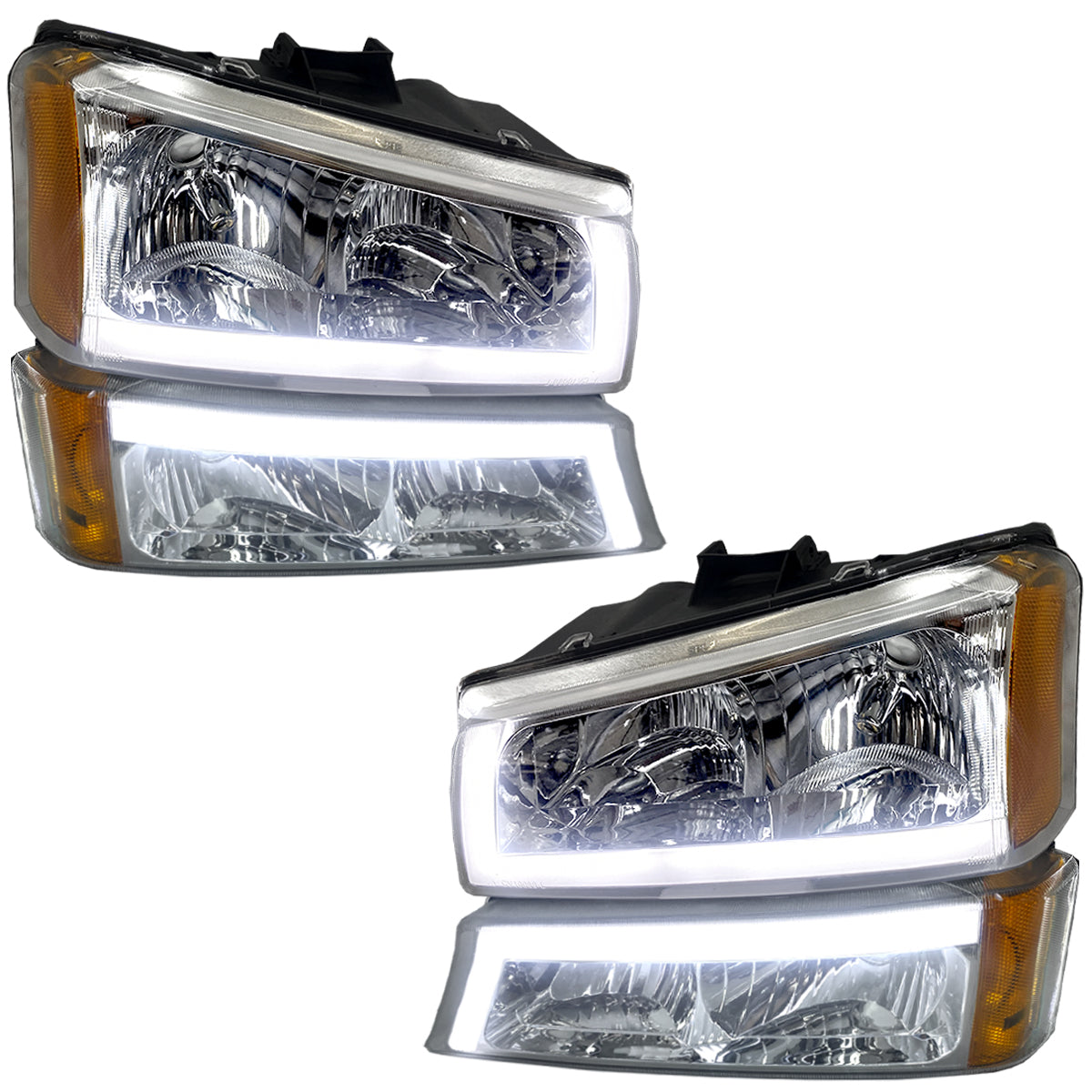 CHEV PU 03-07 KIT SPORT FAROS / CUARTOS 4 PZS LEDS CRM AMB