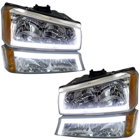 CHEV PU 03-07 KIT SPORT FAROS / CUARTOS 4 PZS LEDS CRM AMB