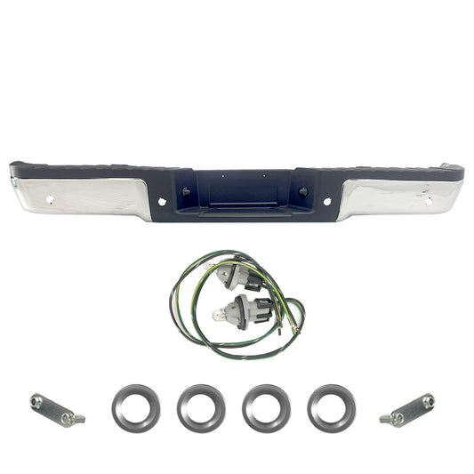 DEFENSA TRASERA LOBO 09-14 C/HOYO P/SENSOR CROMO COMPLETA CN