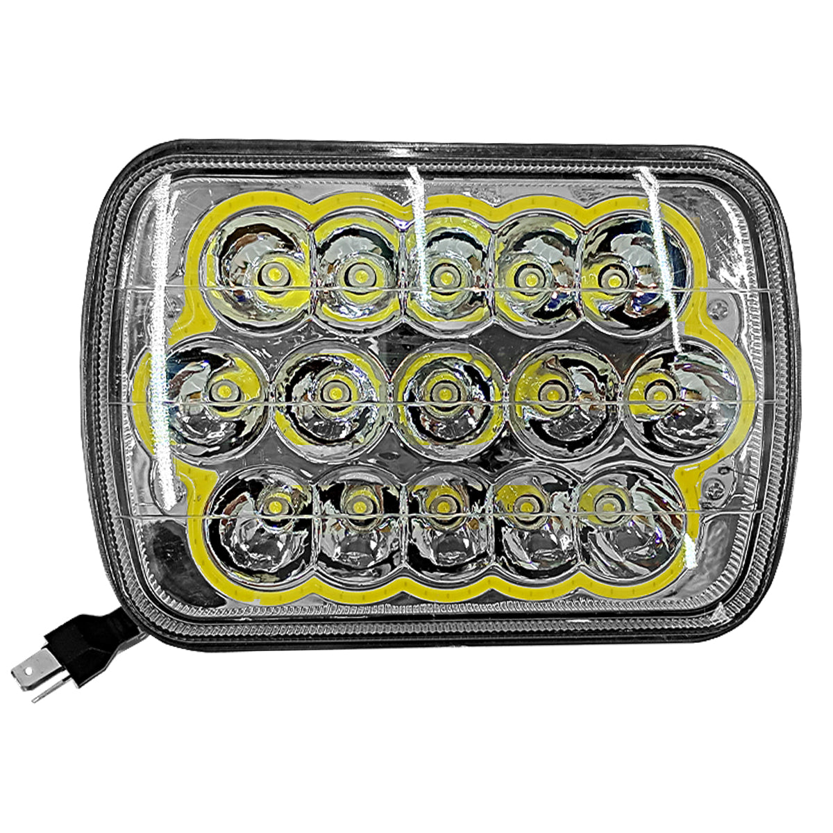 FARO UNIVERSAL RECTANGULAR 15 LEDS H4 ALTA/BAJA 7 PULGADAS C/OJO ANGEL