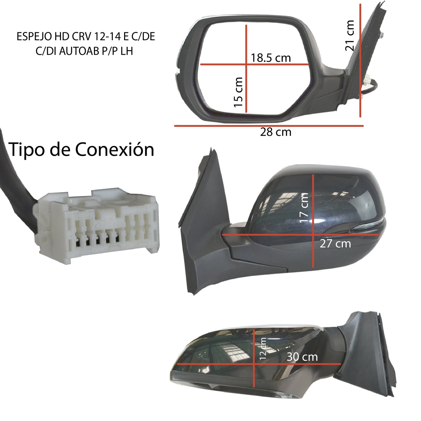 ESPEJO CRV 12-14 ELECTRICO C/DESEMPAÑANTE C/DIRECC AUTOAB P/PINTAR 7PIN L