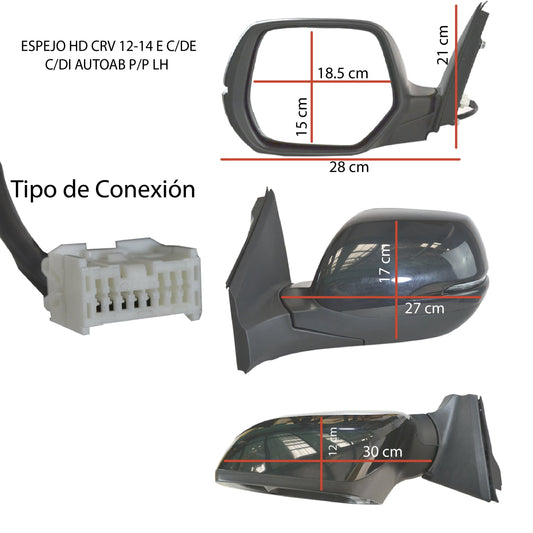 ESPEJO CRV 12-14 ELECTRICO C/DESEMPAÑANTE C/DIRECC AUTOAB P/PINTAR 7PIN L