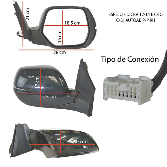 ESPEJO CRV 12-14 ELECTRICO C/DESEMPAÑANTE C/DIRECC AUTOAB P/PINTAR 7PIN R