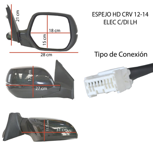 ESPEJO CRV 12-14 ELECTRICO C/DIRECC 5PIN R
